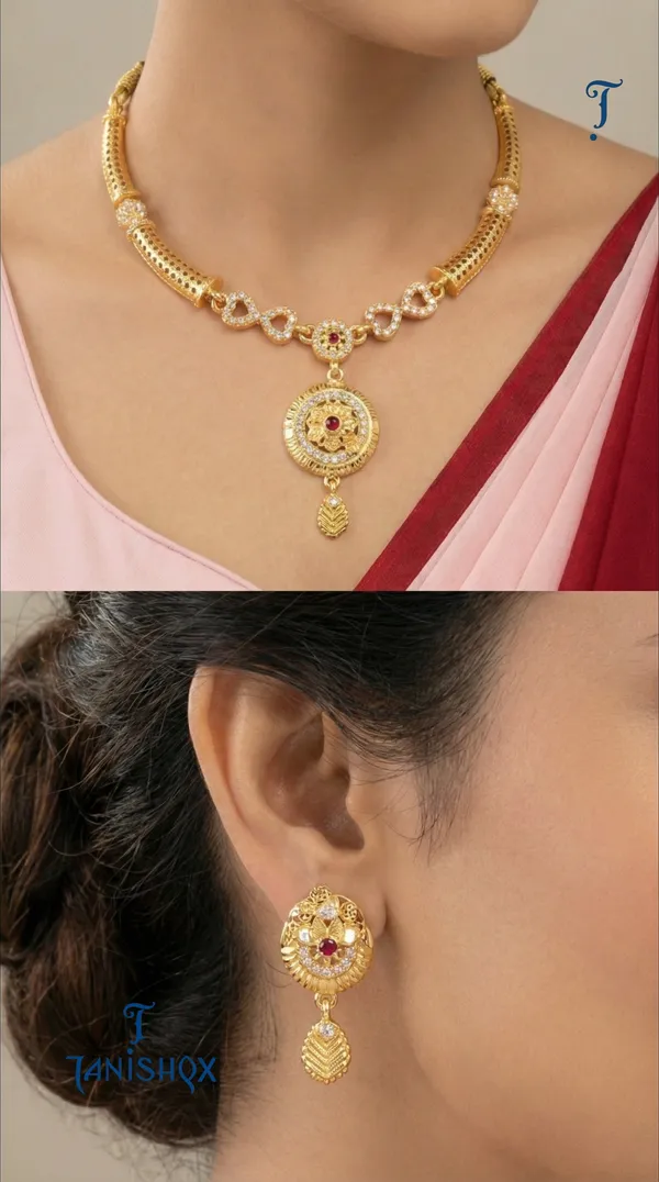 Traditional_Gold-Plated_Necklace_Set_With_Earrings