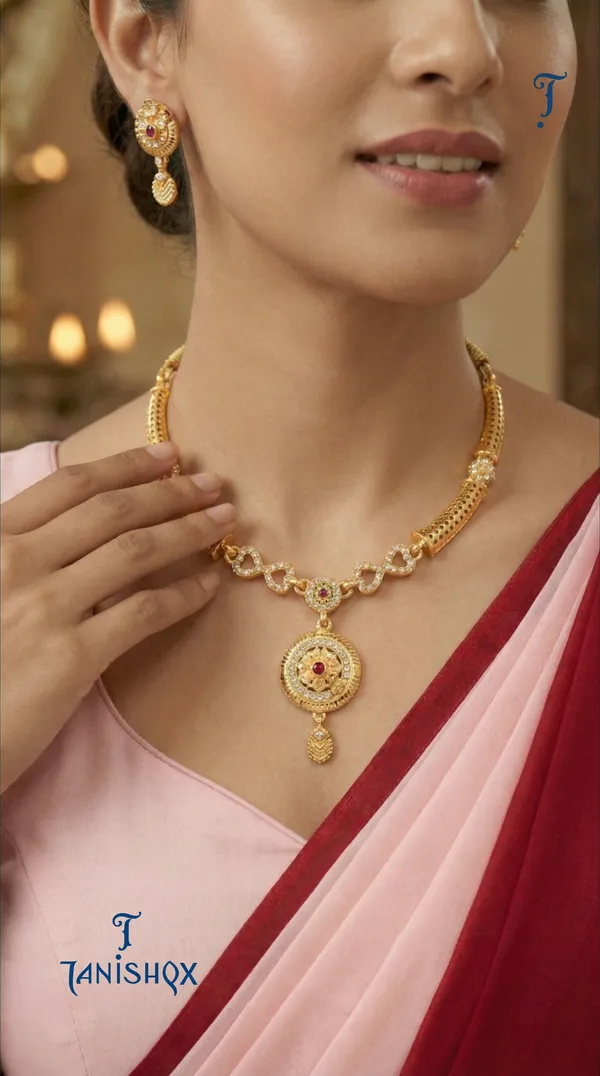 Traditional_Gold-Plated_Necklace_Set_With_Earrings