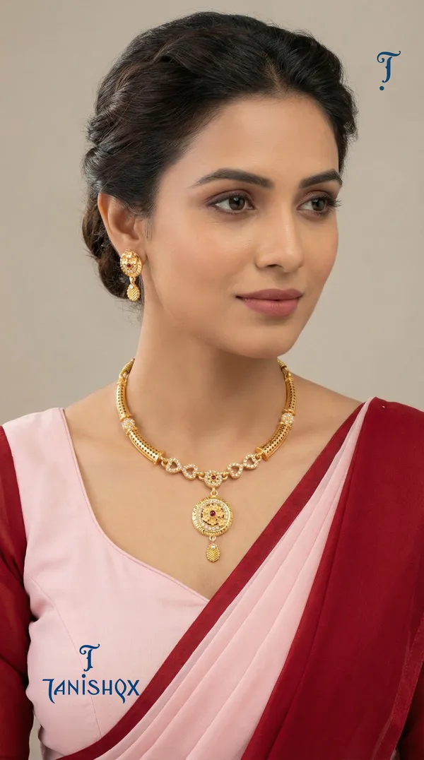 Traditional_Gold-Plated_Necklace_Set_With_Earrings