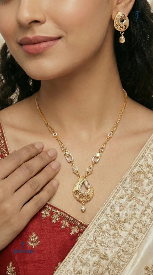 Micro_Gold_Plated_Ad_Diamond_Studded_Fancy_Forming_Necklace_With_Earrings_For_Women