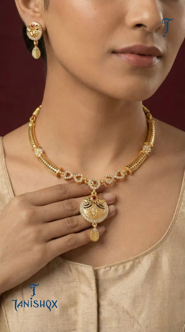 Traditional_Gold-Plated_Necklace_Set_With_Earrings