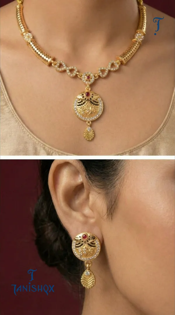 Traditional_Gold-Plated_Necklace_Set_With_Earrings