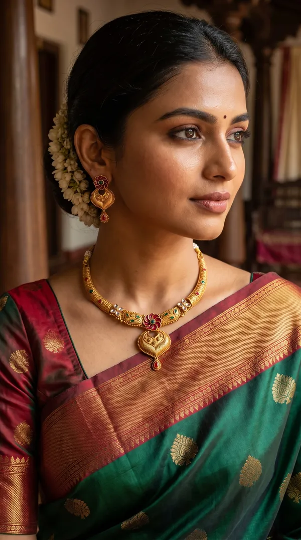 Antique_Gold_Floral_Meenakari_Statement_Necklace