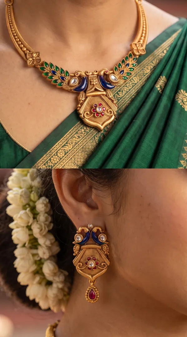 Royal_Gold_Peacock_Leaf_Meenakari_Pendant_Necklace