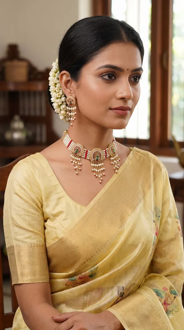 Elegant_White_Pearl_&_Red_Bead_Multi-Strand_Choker_Set_with_Intricate_Peacock_Motif_and_Matching_Pearl_Drop_Earrings