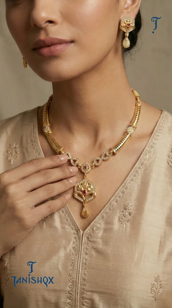 Traditional_Gold-Plated_Necklace_Set_With_Earrings