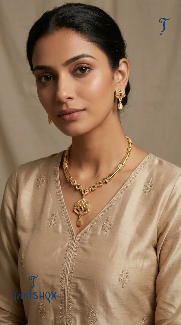 Traditional_Gold-Plated_Necklace_Set_With_Earrings