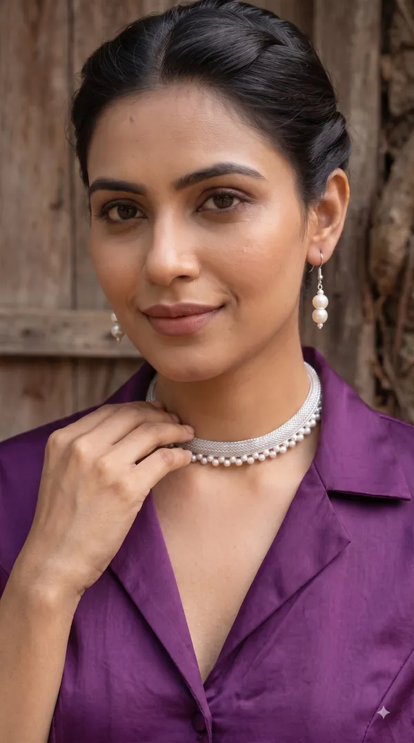 Elegant_Pearl_Necklace_Set_with_Gold-Tone_Mesh_Design_&_Matching_Earrings