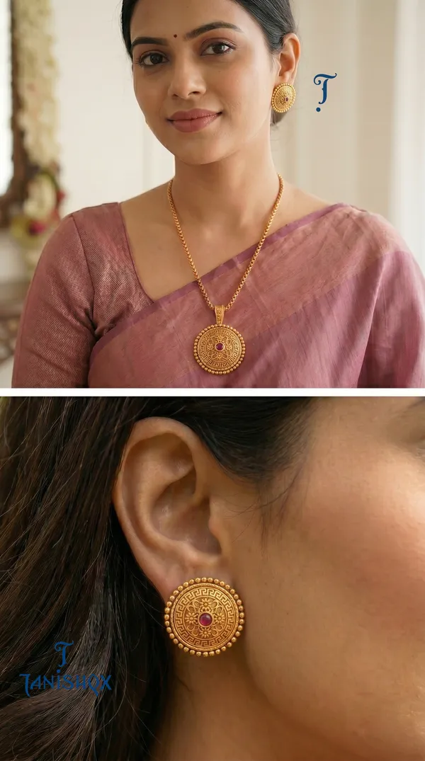 Amazing_Antique_Gold_Floral_Stone_Pendant_Set