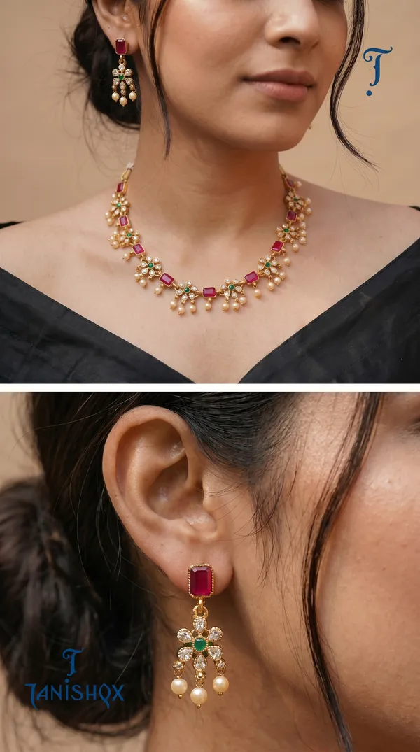 Antique_Gold_Ruby_Beads_Elephant_Design_Choker_Necklace_Set