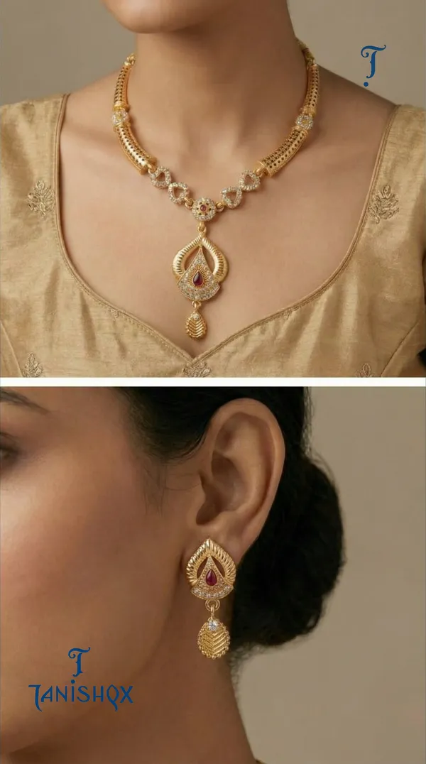 Traditional_Gold-Plated_Necklace_Set_With_Earrings
