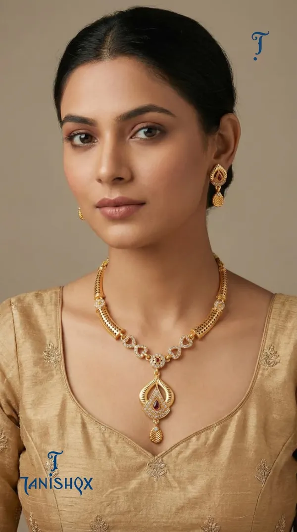 Traditional_Gold-Plated_Necklace_Set_With_Earrings