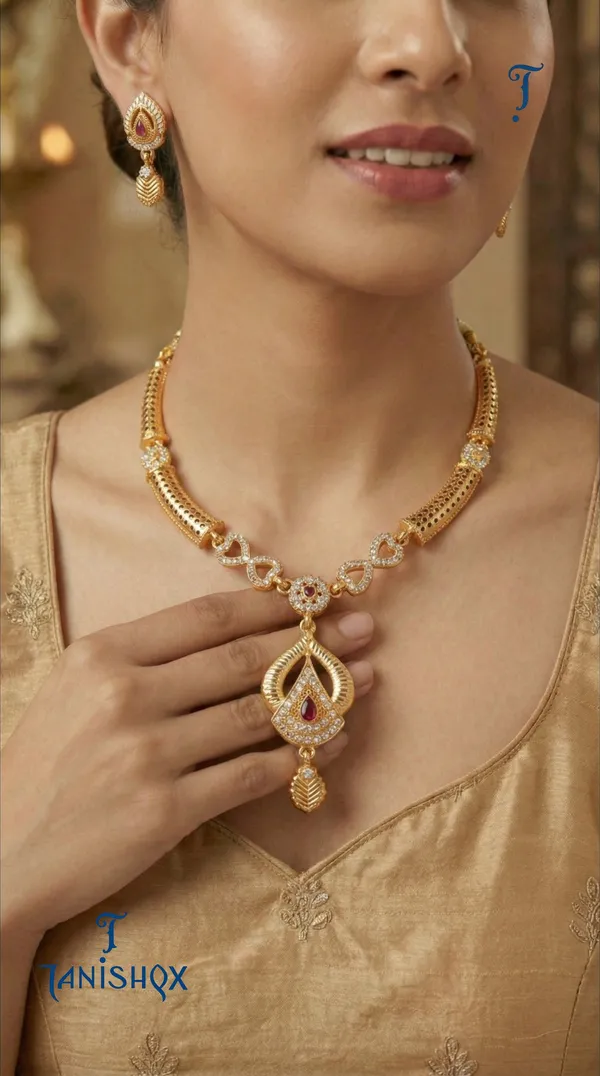 Traditional_Gold-Plated_Necklace_Set_With_Earrings