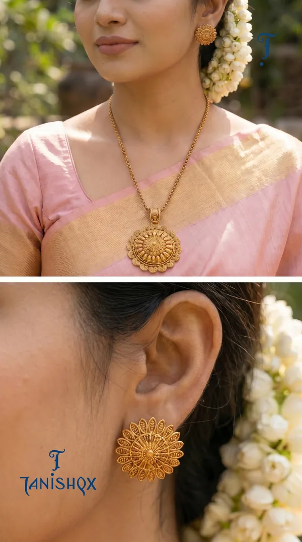 Amazing_Antique_Gold_Floral_Stone_Pendant_Set