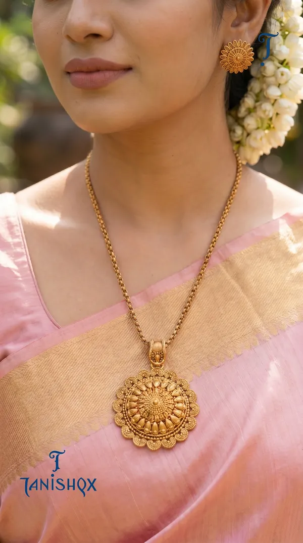 Amazing_Antique_Gold_Floral_Stone_Pendant_Set