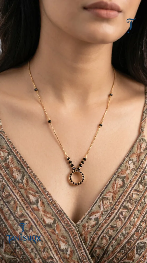 Women_Gold_Plated_Mangalsutra_with_Black_Beads_and_CZ_Circle_Halo_Pendant