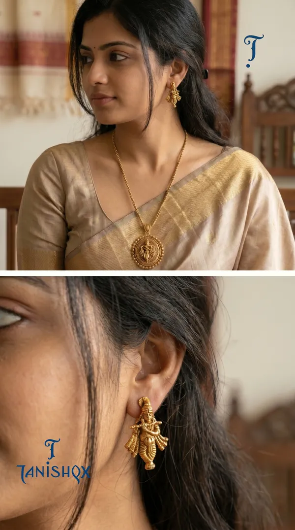 Antique_Gold_Finish_Krishna_Pendant_Chain_Set_For_Women