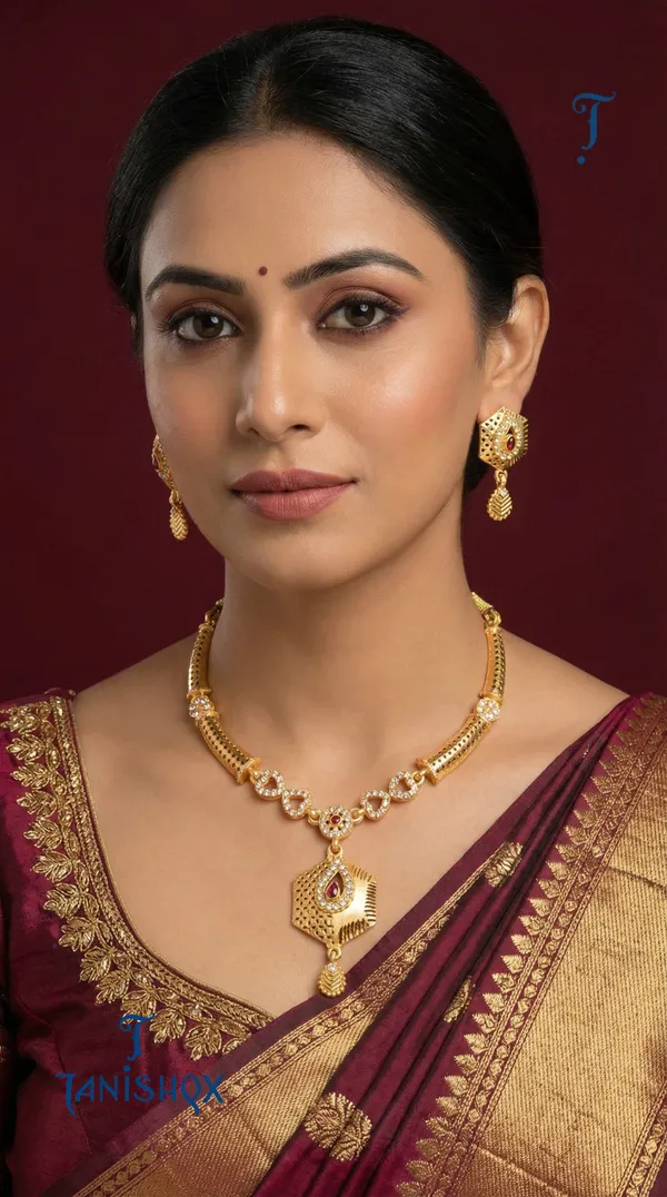 Traditional_Gold-Plated_Necklace_Set_With_Earrings