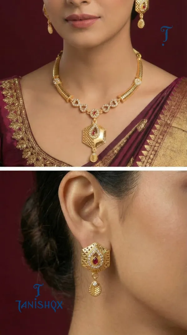 Traditional_Gold-Plated_Necklace_Set_With_Earrings
