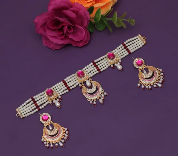 Elegant_Pink_Ruby_&_White_Pearl_Multi-Strand_Choker_Necklace_Set_with_Matching_Chandbali_Earrings