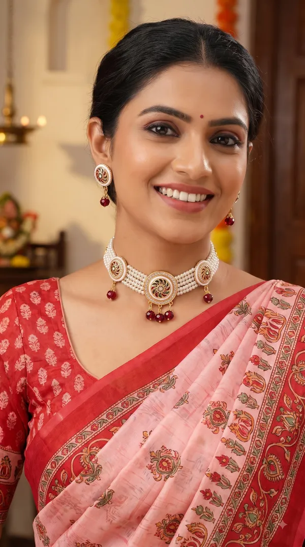 Traditional_Pearl_Choker_Necklace_&_Earrings_Sets_�_Designer_Stone_Embellished_Jewellery_Collection