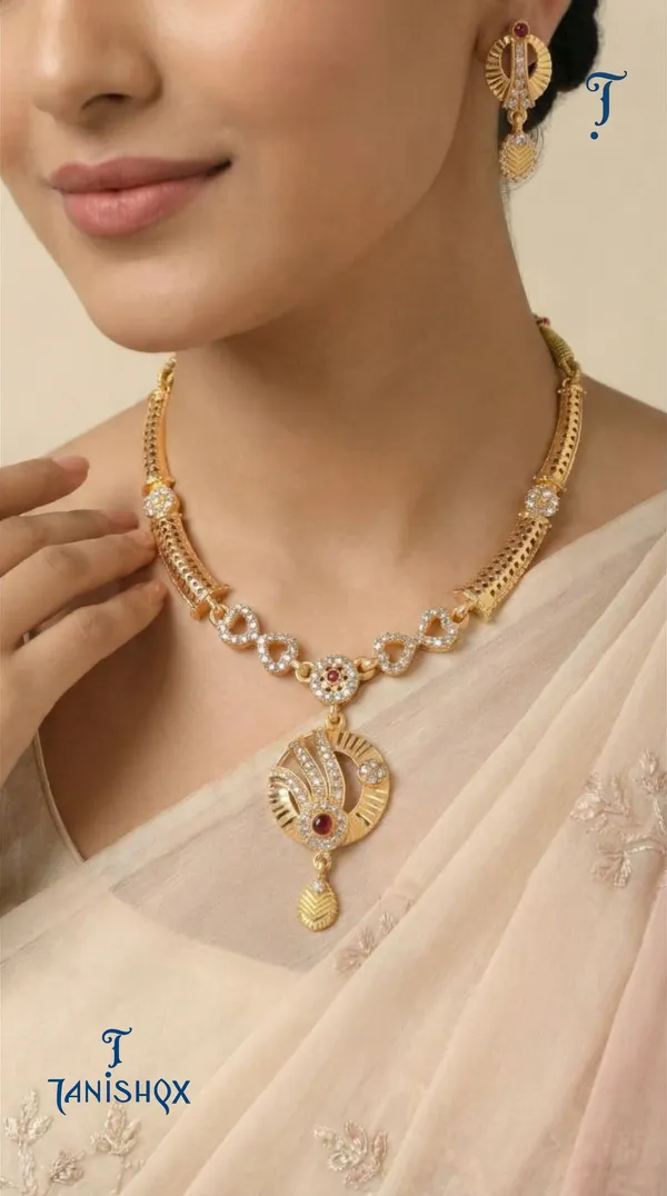 Traditional_Gold-Plated_Necklace_Set_With_Earrings