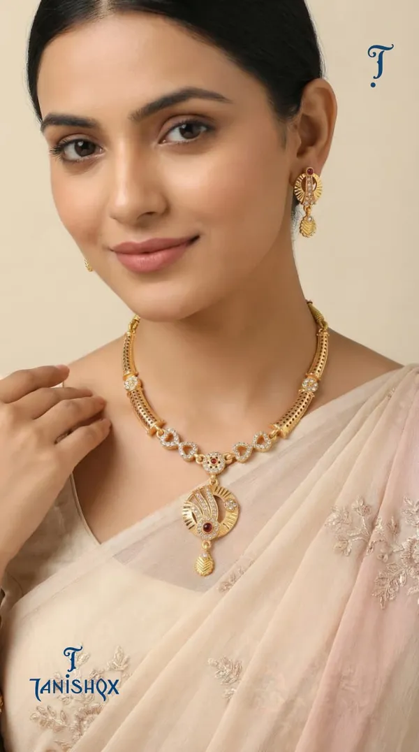 Traditional_Gold-Plated_Necklace_Set_With_Earrings