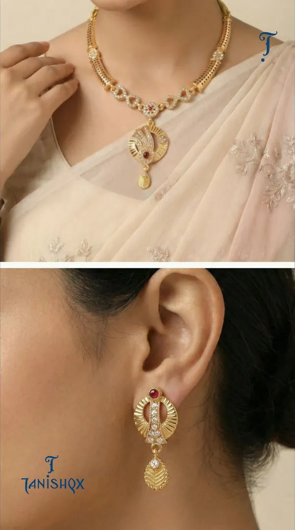 Traditional_Gold-Plated_Necklace_Set_With_Earrings
