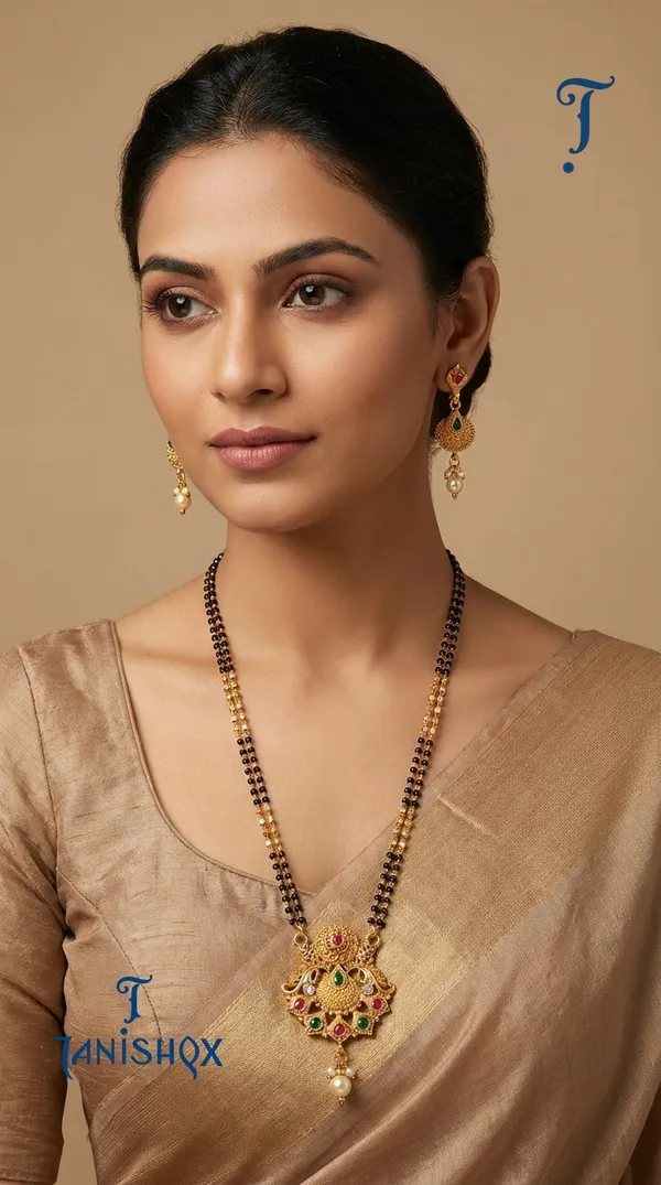 Micro_Gold_Plated_Diamond_Studded_Fancy_Flower_Square_Mangalsutra_Set_With_Earrings