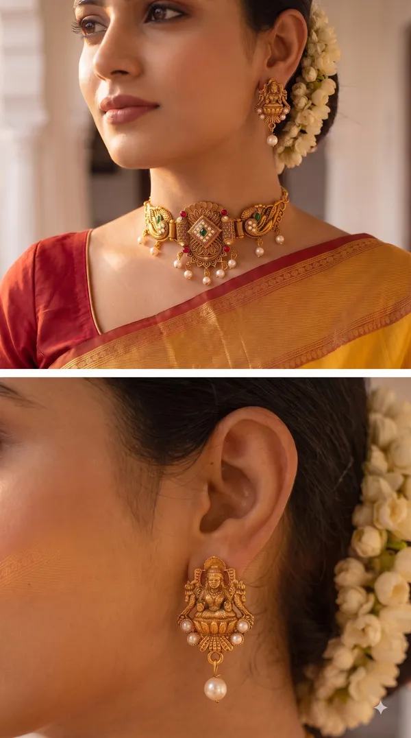 Traditional_Gold_Plated_Temple_Choker_Set_with_Lakshmi_Earrings