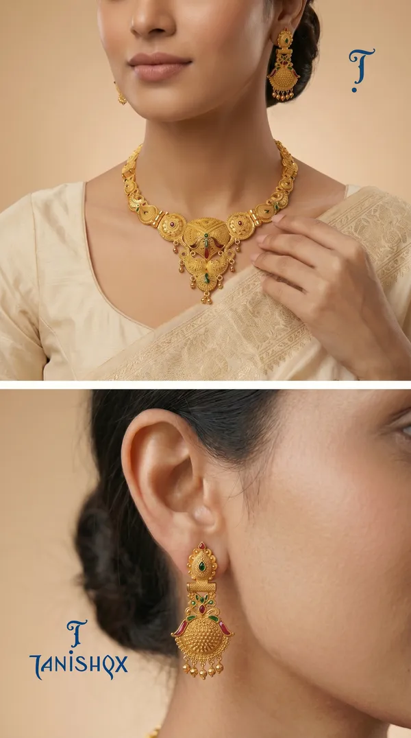 Traditional_Gold-Plated_Necklace_Set_With_Earrings