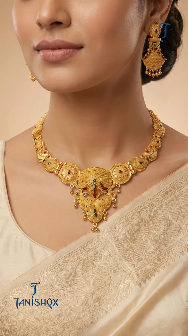 Traditional_Gold-Plated_Necklace_Set_With_Earrings