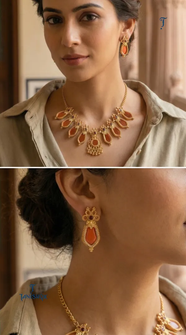 Traditional_Gold-Plated_Necklace_Set_With_Earrings