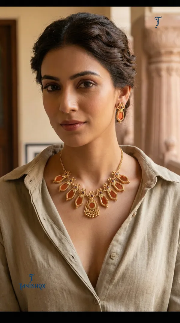 Traditional_Gold-Plated_Necklace_Set_With_Earrings