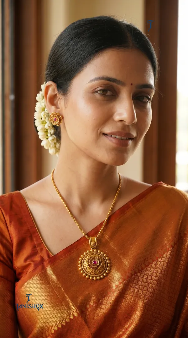 Amazing_Antique_Gold_Floral_Stone_Pendant_Set
