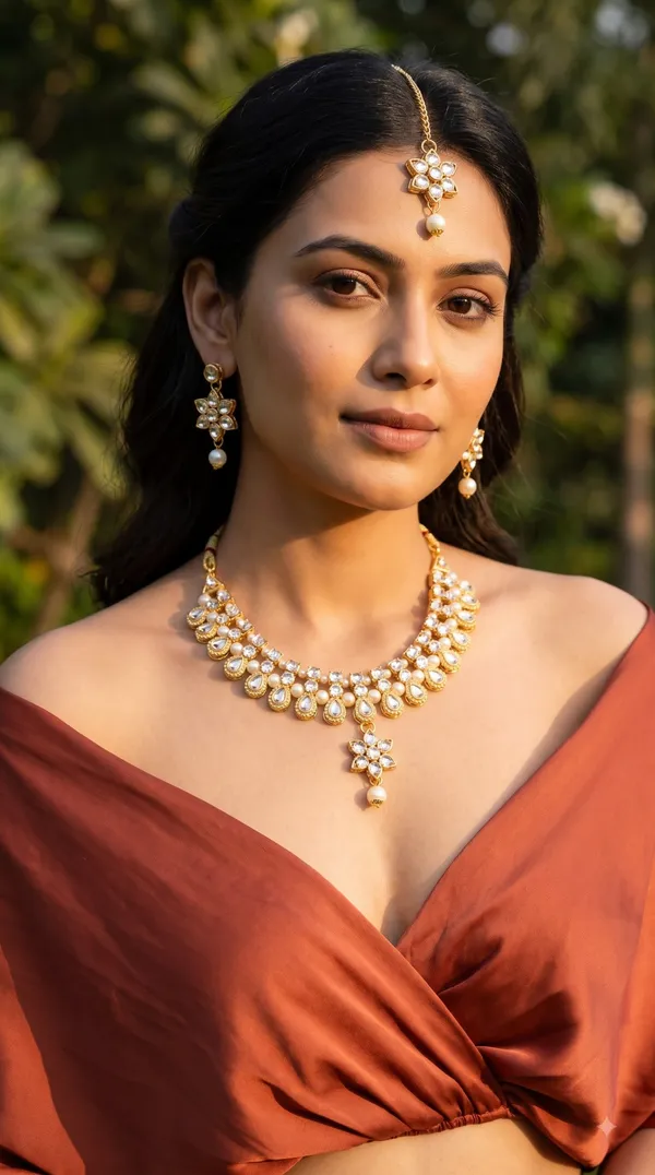 Gold-Tone_Pearl_&_Crystal_Floral_Necklace_Set_with_Matching_Drop_Earrings