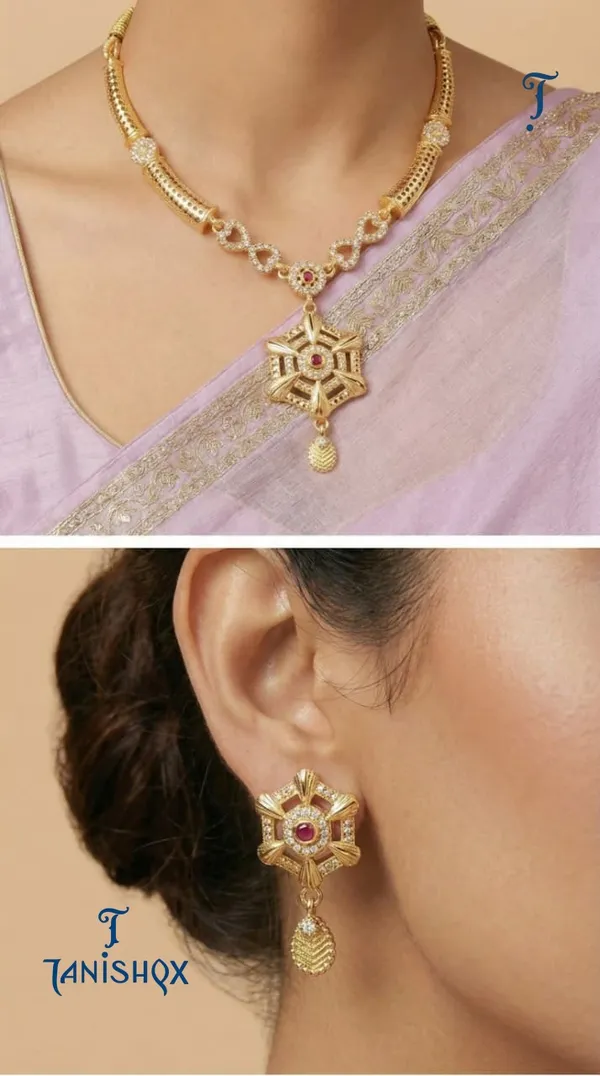 Traditional_Gold-Plated_Necklace_Set_With_Earrings