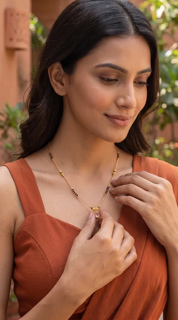 Blush_Pink_Teardrop_Pendant_Mangalsutra_Necklace_with_Black_Beads_and_Gold_Tone_Detailing_for_Women
