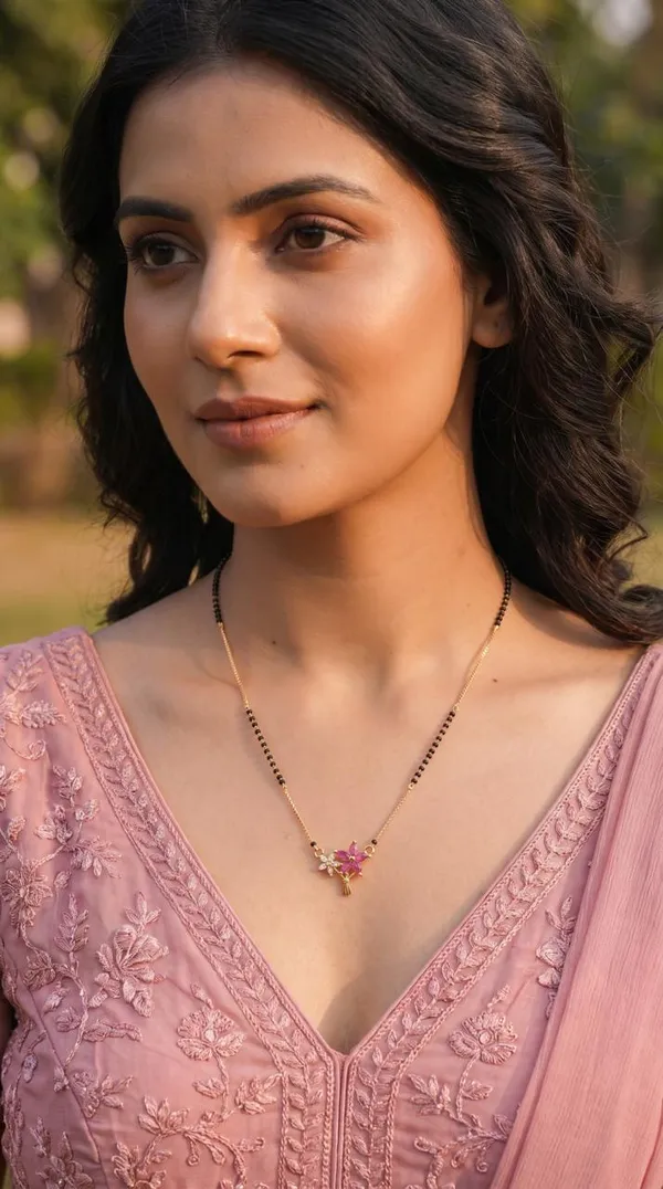 Floral_Charm_Black_Beaded_Mangalsutra_with_Pink_&_White_Flower_Pendant