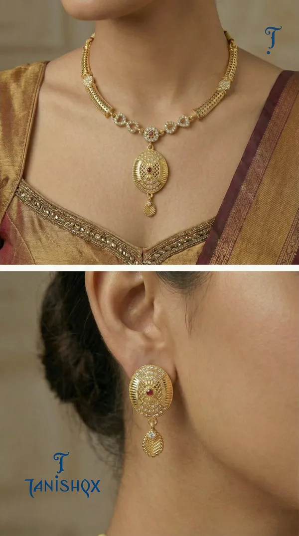 Traditional_Gold-Plated_Necklace_Set_With_Earrings
