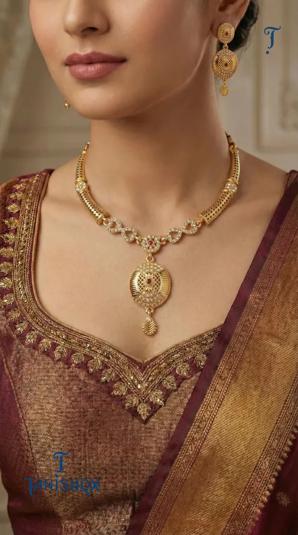 Traditional_Gold-Plated_Necklace_Set_With_Earrings