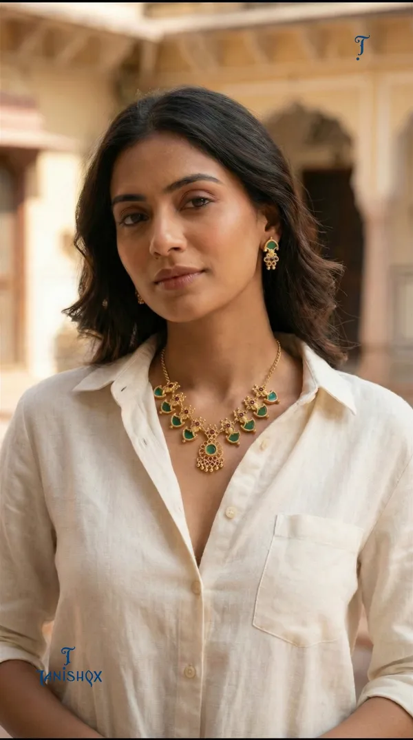 Traditional_Gold-Plated_Necklace_Set_With_Earrings