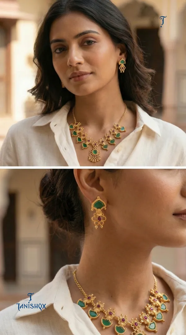 Traditional_Gold-Plated_Necklace_Set_With_Earrings