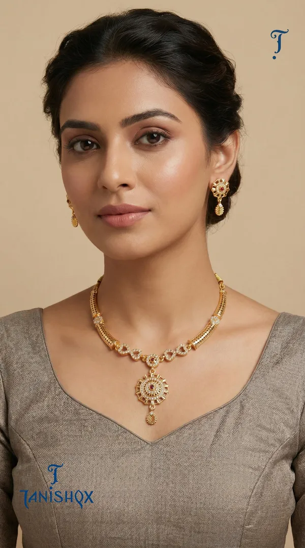 Traditional_Gold-Plated_Necklace_Set_With_Earrings