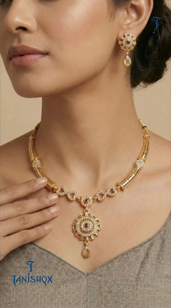 Traditional_Gold-Plated_Necklace_Set_With_Earrings