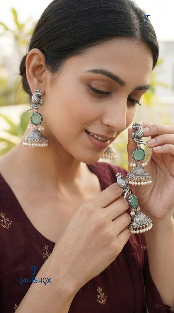Elegant_Silver_Peacock_Jhumka_Earrings_For_Women