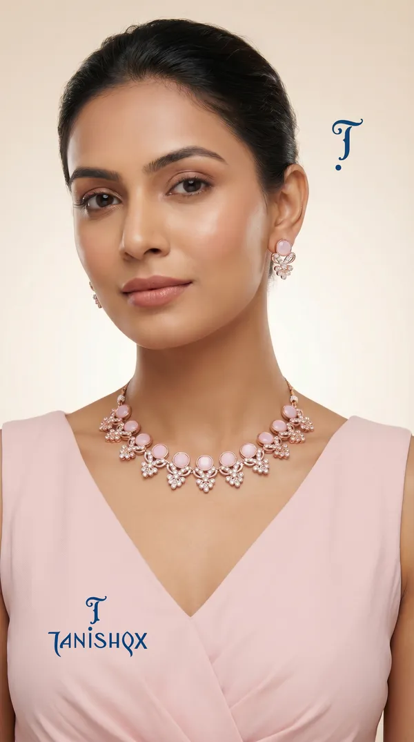 Designer_Pink_Diamond_Look_Choker_Set_With_Matching_Earrings_For_Women