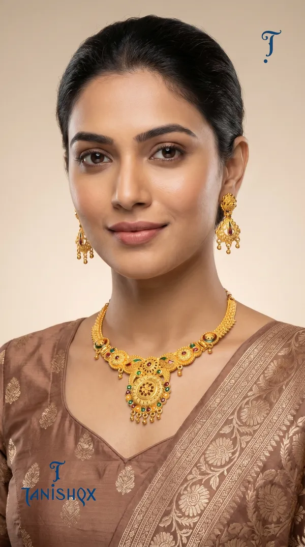Traditional_Gold-Plated_Necklace_Set_With_Earrings