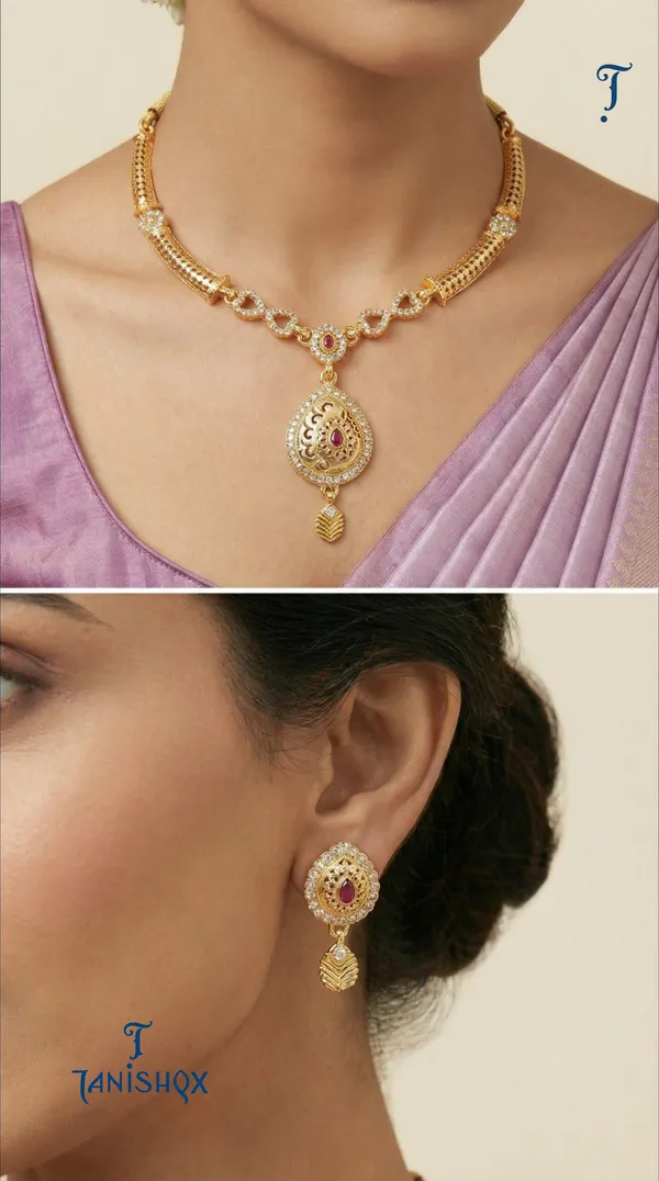 Traditional_Gold-Plated_Necklace_Set_With_Earrings