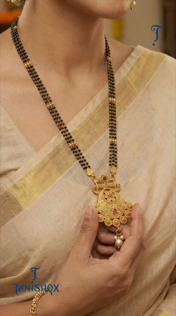 Micro_Gold_Plated_Diamond_Studded_Fancy_Flower_Square_Mangalsutra_Set_With_Earrings